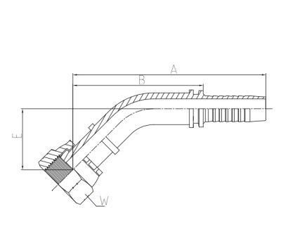 Фитинг ORFS (OS45) 45° с накидной гайкой (гидравлика)