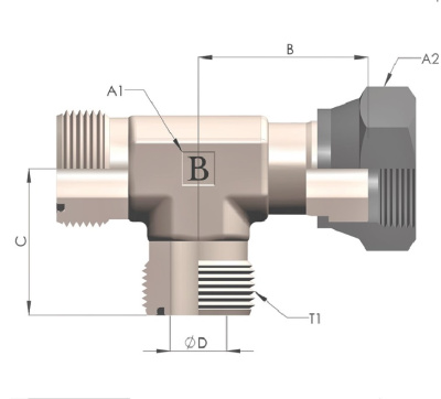 Гидравлические Тройник ORFS (Ш-Ш-Г)