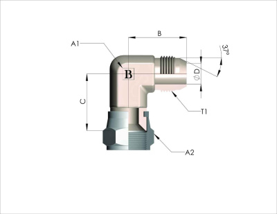 Гидравлические адаптеры Угловой JIC (UNF) 90° (Ш-Г) WTD