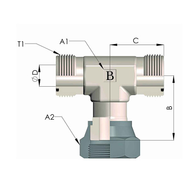 Гидравлические Тройник ORFS (Ш-Г-Ш)