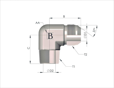 Гидравлические адаптеры Угловой NPT-JIC (UNF) 90° (Ш-Ш) NWD