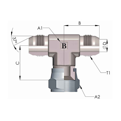Гидравлические Тройник JIC (UNF) (Ш-Г-Ш)
