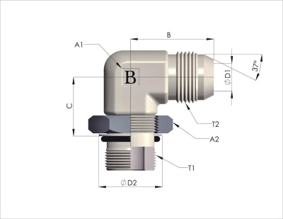 Гидравлические адаптеры Угловой JIC (UNF) с контр. гайкой 90° (Ш) WWKD