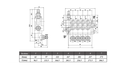 Моноблочный гидрораспределитель серии Р40 (1 секция)