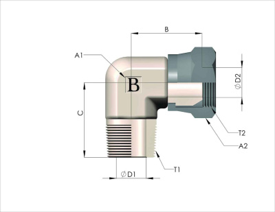 Гидравлические адаптеры Угловой BSPT-BSP 90° (Ш-Г) RTD