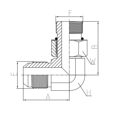 Гидравлические адаптеры Адаптер JIC (UNF) (WWKD) Угловой с контр. гайкой 90° Ш-Ш