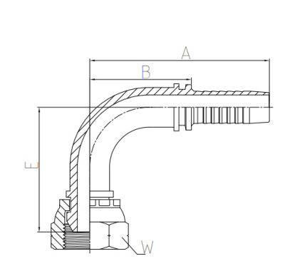 Фитинг BSP (RS90) 90° с накидной гайкой (гидравлика)