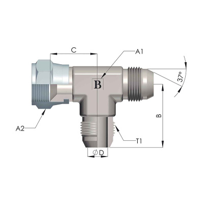 Гидравлические Тройник JIC (UNF) (Ш-Ш-Г)