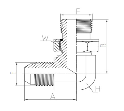 Гидравлические адаптеры Адаптер (RWKD/1JG9-OG) Угловой с контр.гайкой 90° BSP-JIC (UNF)