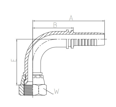 Фитинг UNF(JIC) (WS90) 90° с накидной гайкой (гидравлика)