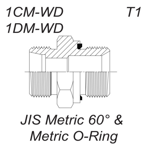 Гидравлические адаптеры Адаптер Metric (MMBN-L/1CM-WD) тип Е - Metric (Ш-Ш) JIS-ORING