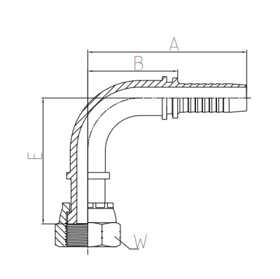Фитинг ORFS (OS90) 90° с накидной гайкой (гидравлика)