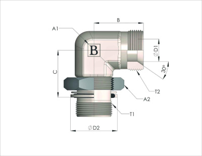 Гидравлические адаптеры Угловой BSP с контр. гайкой 90° (Ш-Ш) RRKD